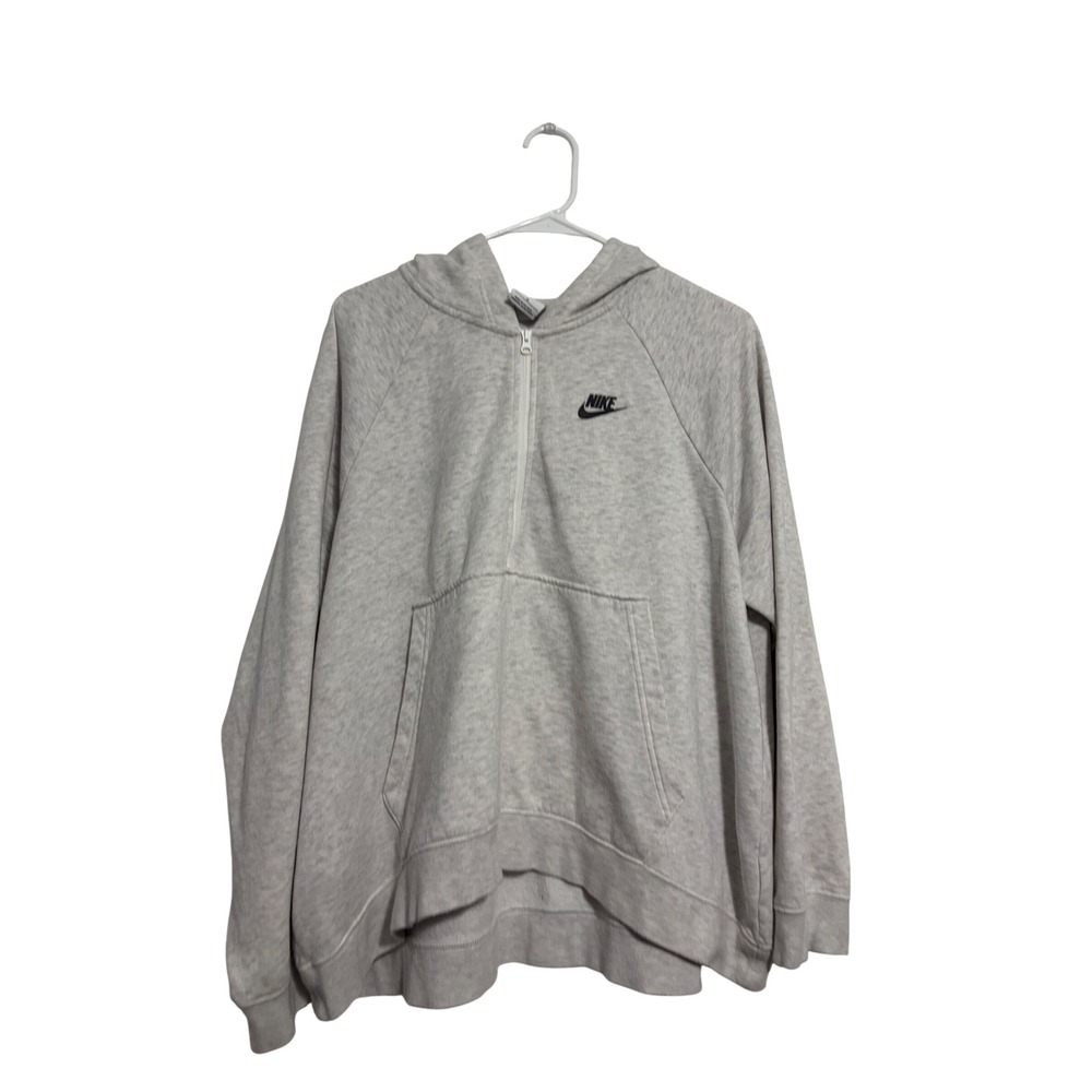 Nike Hoodie Quarter Zip Oversized Heather Gray Fleece Pullover 1X